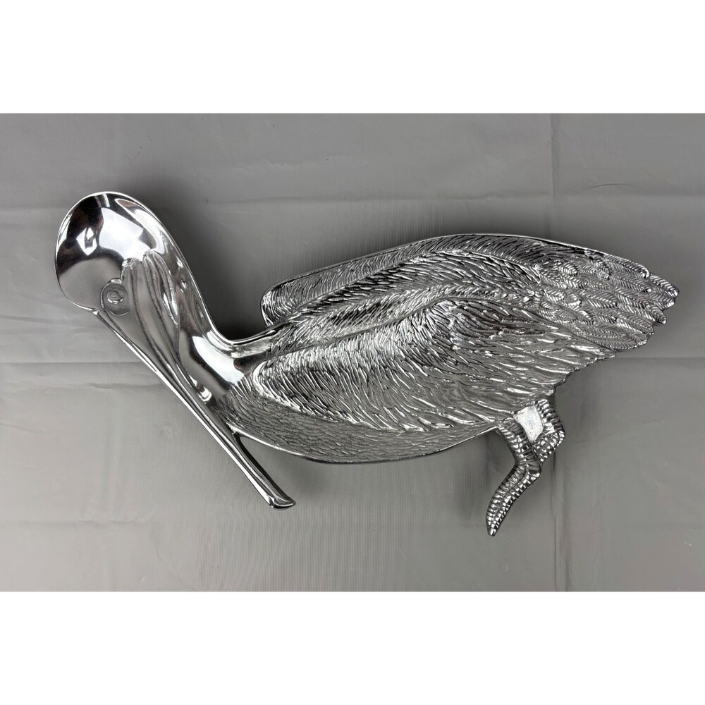 Mariposa Pelican Serving Tray Platter Recycled Aluminum Coastal Beach Nautical